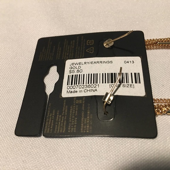 FOREVER 21 Gold Chain Bar Ball Dangling Earrings - Picture 6 of 8
